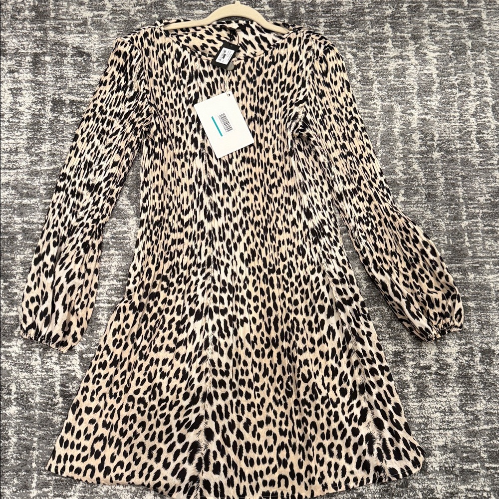 Maje Leopard Print Long Sleeve Dress
